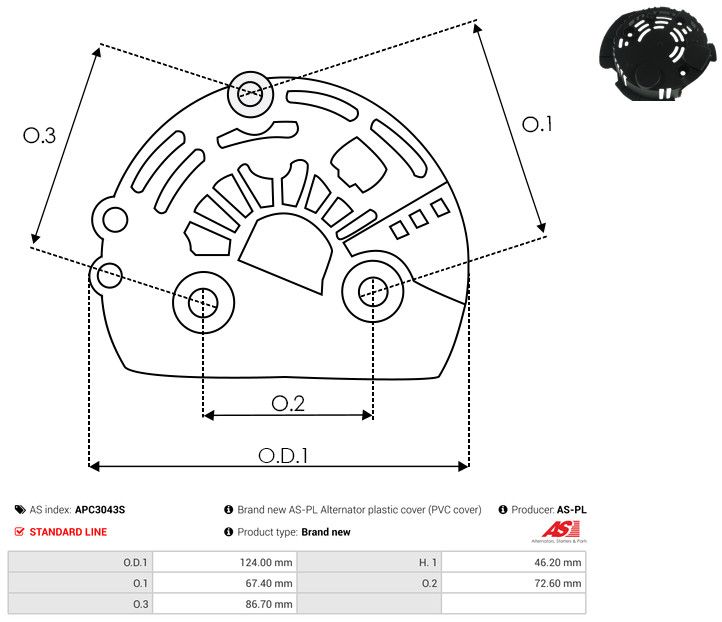 AS-PL APC3043S Protective Cap, alternator