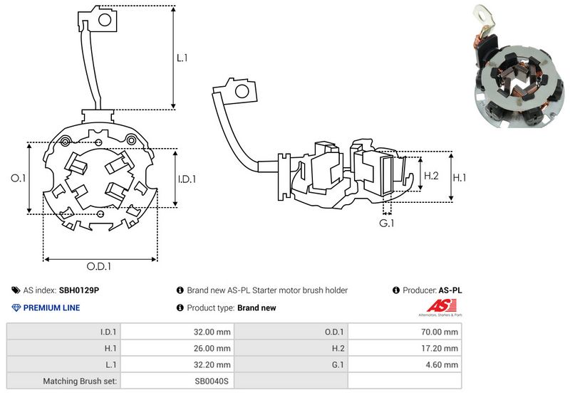 AS-PL SBH0129P Holder, carbon brushes