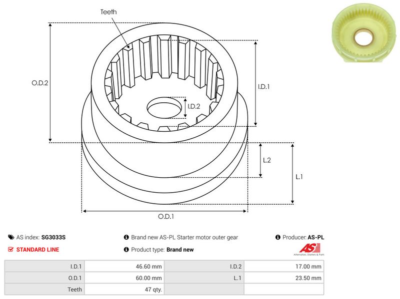 Remondikomplekt, Starter, AS-PL SG3033S