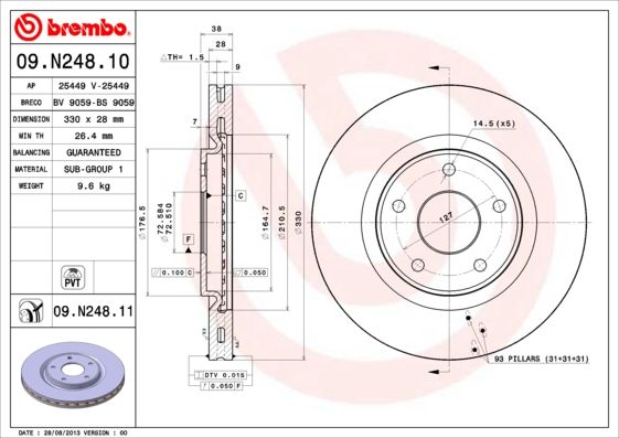 Тормозной диск Brembo 09.N248.11