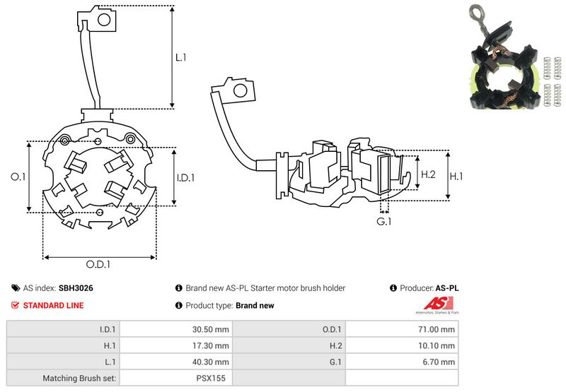 AS-PL SBH3026 Holder, carbon brushes