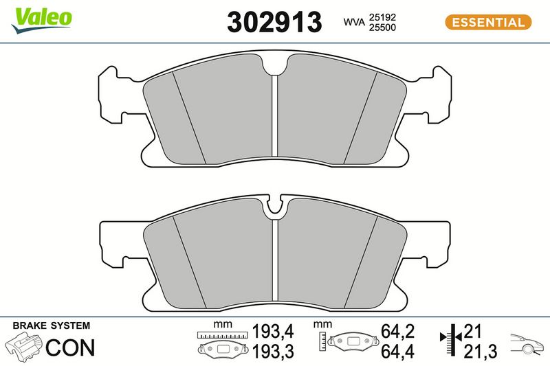 комплект спирачно феродо, дискови спирачки VALEO