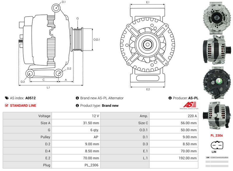 AS-PL A0512 Alternator