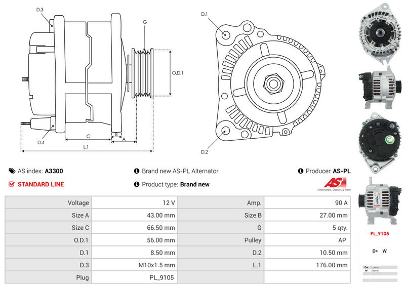 AS-PL A3300 Alternator