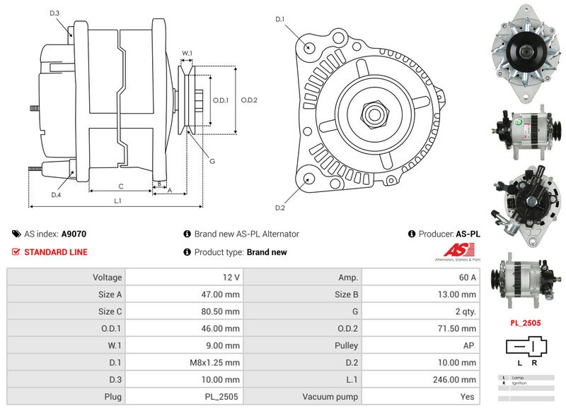 AS-PL A9070 Alternator