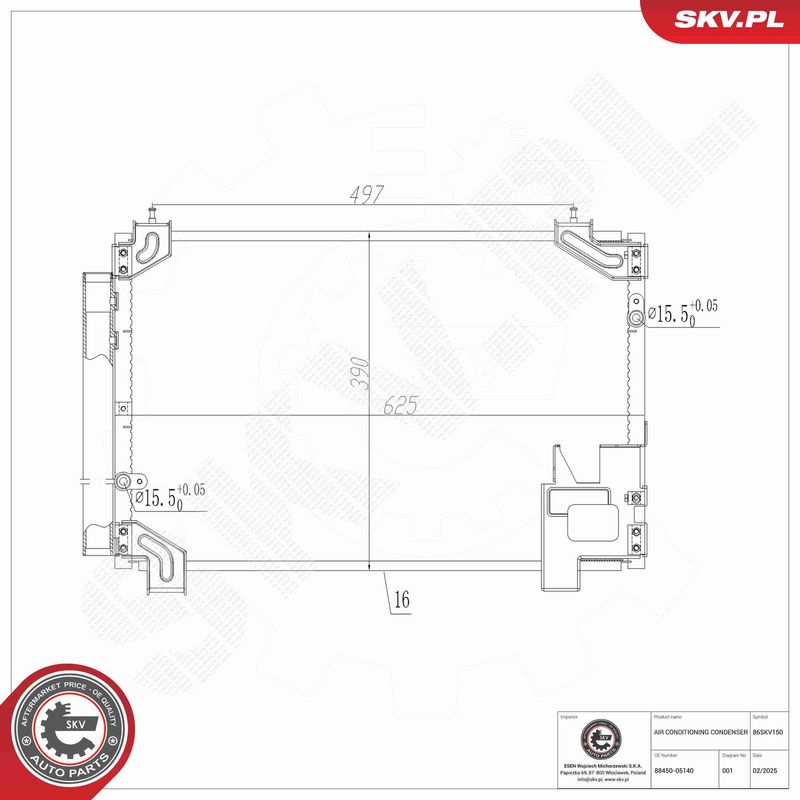 ESEN SKV 86SKV150 Condenser, air conditioning