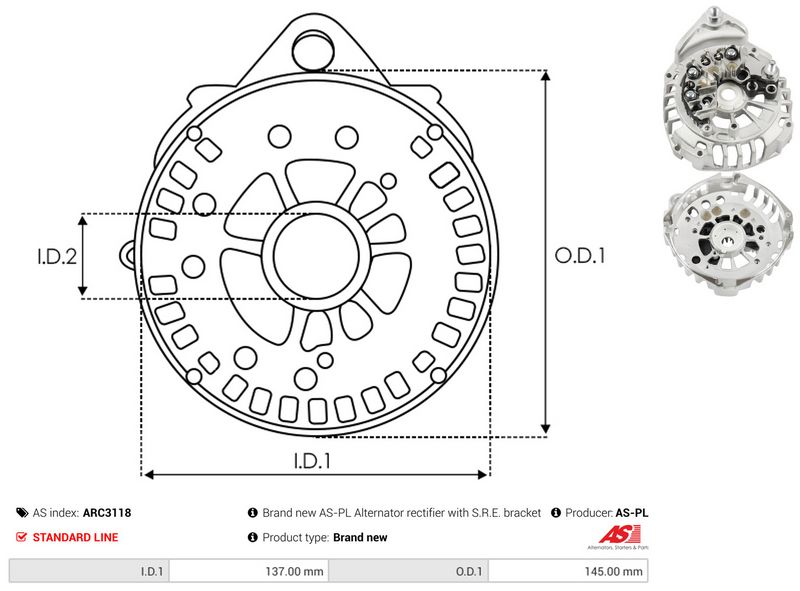AS-PL ARC3118 Rectifier, alternator