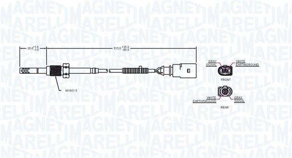 Датчик, температура відпрацьованих газів, Magneti Marelli 172000071010