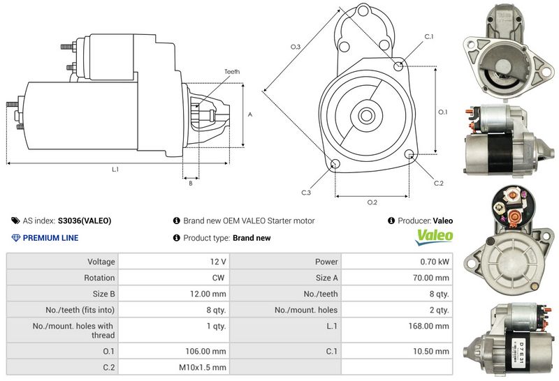AS-PL S3036(VALEO) Starter