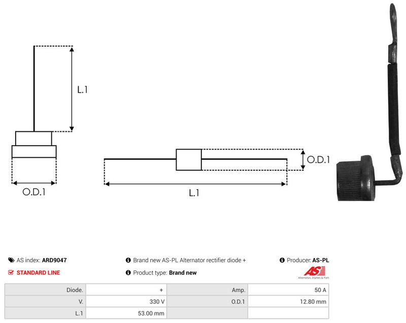 AS-PL ARD9047 Rectifier, alternator
