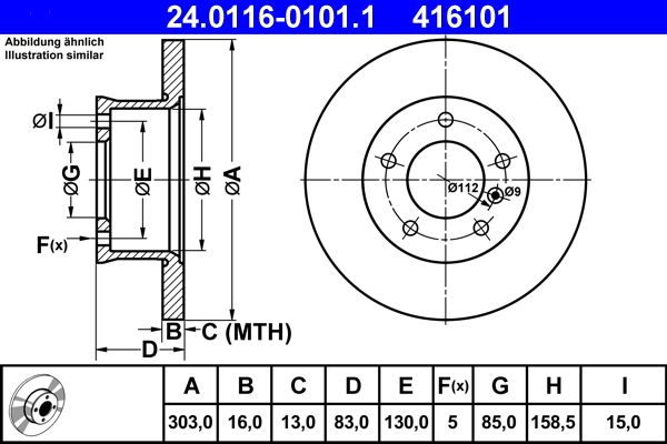 Disc frana 24.0116-0101.1 ATE