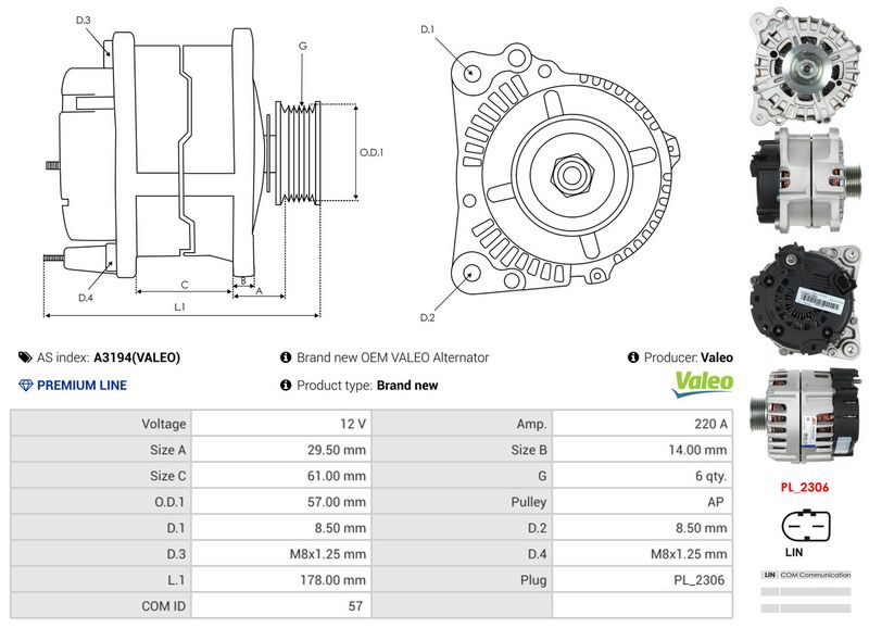 AS-PL A3194(VALEO) Alternator
