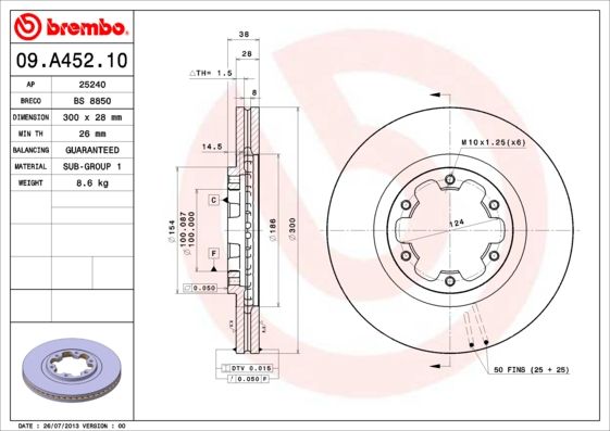 BREMBO Remschijf 09.A452.10