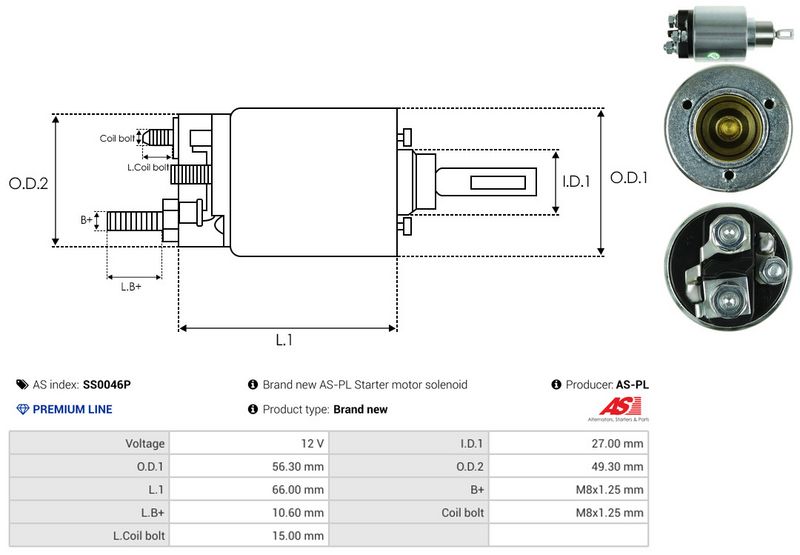 AS-PL SS0046P Solenoid Switch, starter