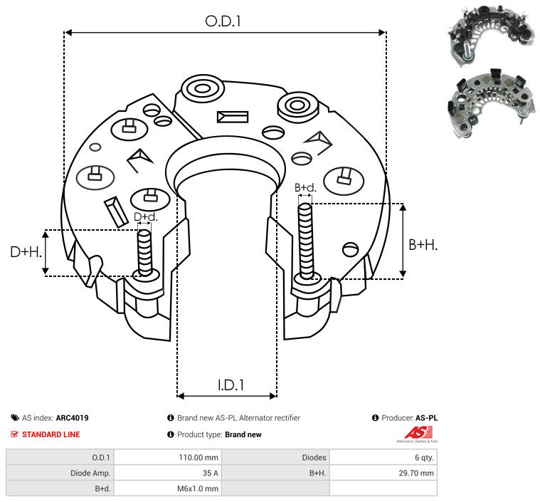 AS-PL ARC4019 Rectifier, alternator