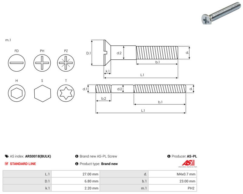 AS-PL ARS0018(BULK) Repair Set, alternator