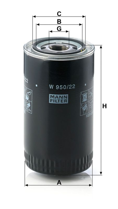 Õlifilter, MANN-FILTER W 950, 22