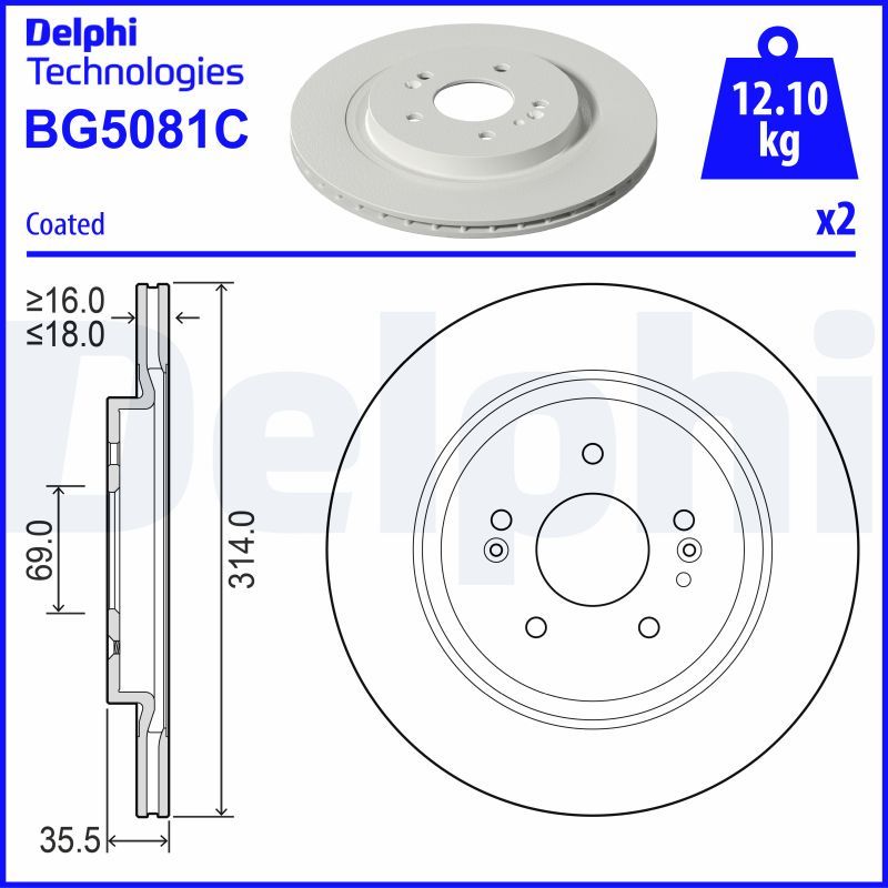 Гальмівний диск, Delphi BG5081C