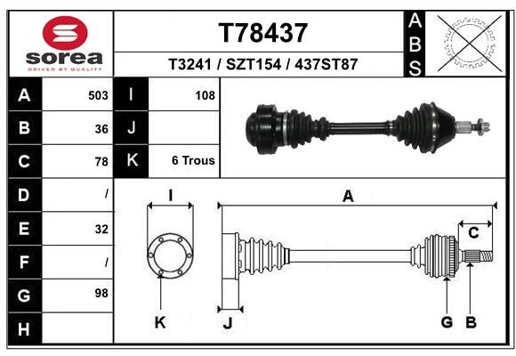 EAI hajtótengely T78437