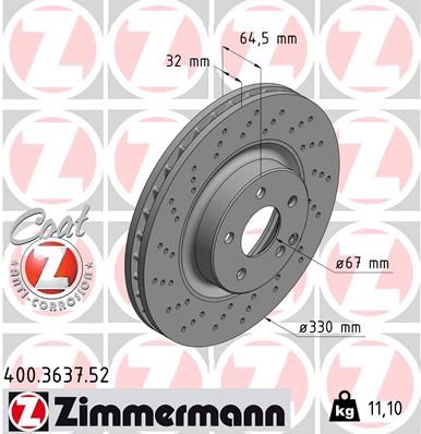 Гальмівний диск, Zimmermann 400.3637.52