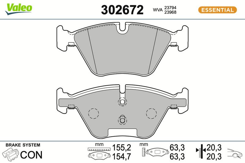 комплект спирачно феродо, дискови спирачки VALEO