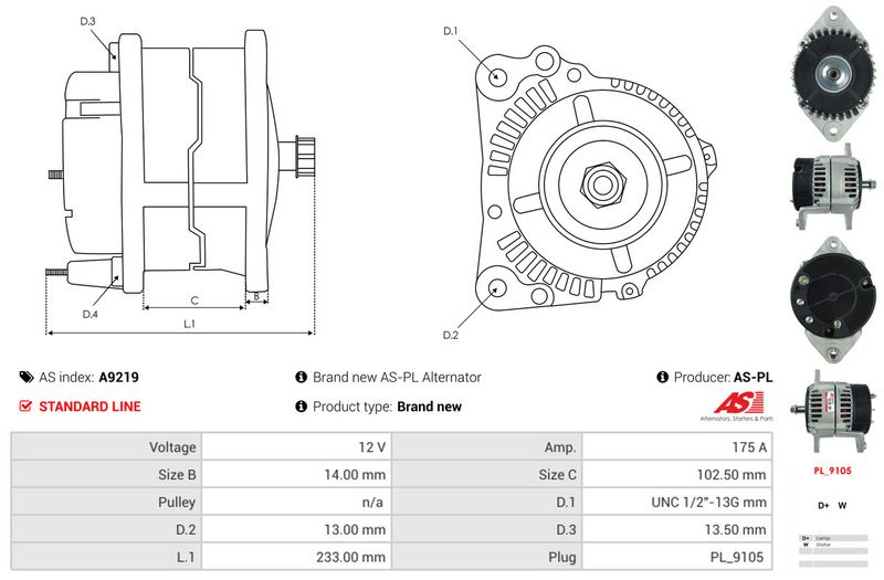 AS-PL A9219 Alternator