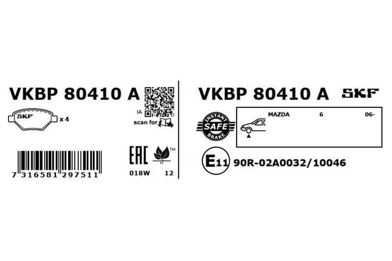 SKF VKBP 80410 A Brake Pad Set, disc brake