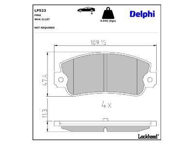 DELPHI LP523 - Brake Pad Set, disc brake