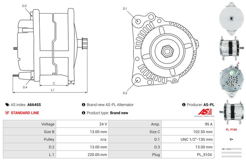 AS-PL A6645S Alternator