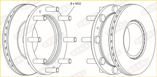 Brake disc achter Links/Rechts (377mmx45mm) past: IVECO EUROCARGO I-III, EUROCARGO IV, EUROCARGO V, EUROFIRE II  SAF SKRS