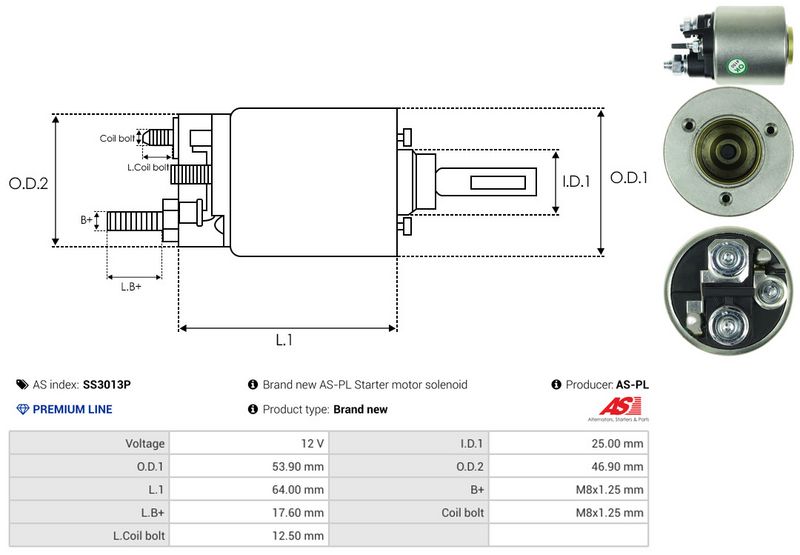AS-PL SS3013P Solenoid Switch, starter