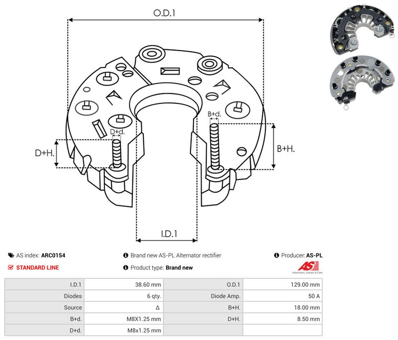 AS-PL ARC0154 Rectifier, alternator