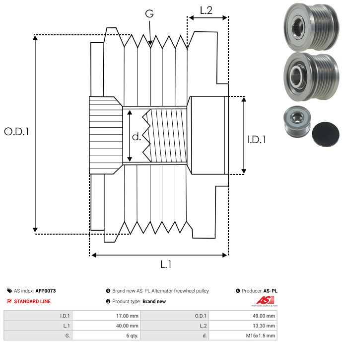 AS-PL AFP0073 Alternator Freewheel Clutch