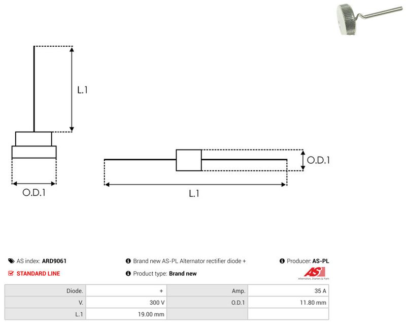 AS-PL ARD9061 Rectifier, alternator