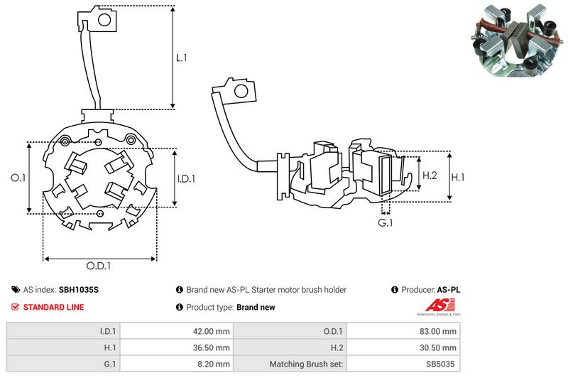 AS-PL SBH1035S Holder, carbon brushes