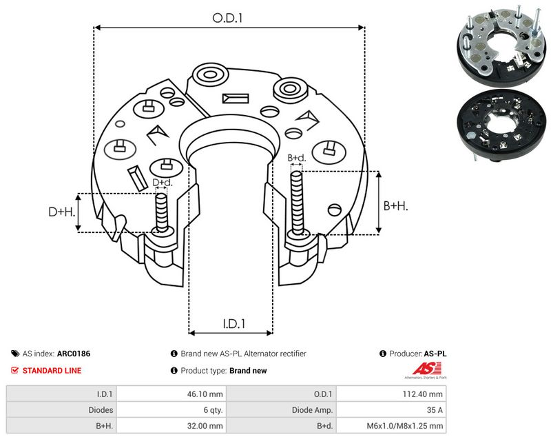 AS-PL ARC0186 Rectifier, alternator