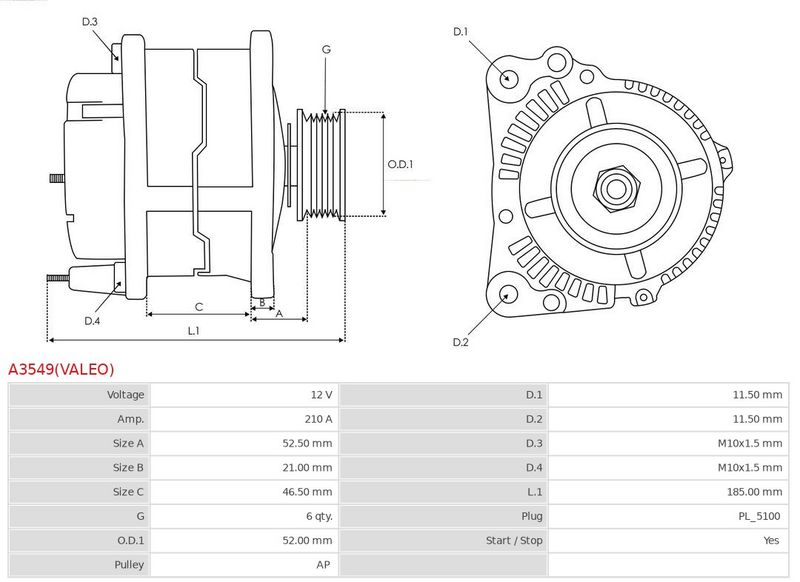 AS-PL A3549(VALEO) Alternator