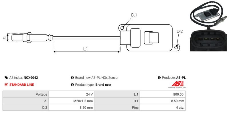 AS-PL NOX9042 NOx Sensor, urea injection