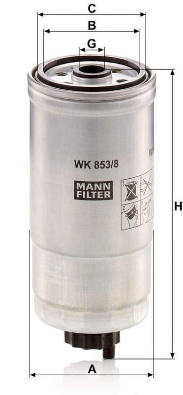 Kütusefilter, MANN-FILTER WK 853, 8
