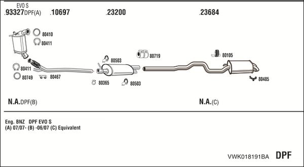 WALKER kipufogórendszer VWK018191BA