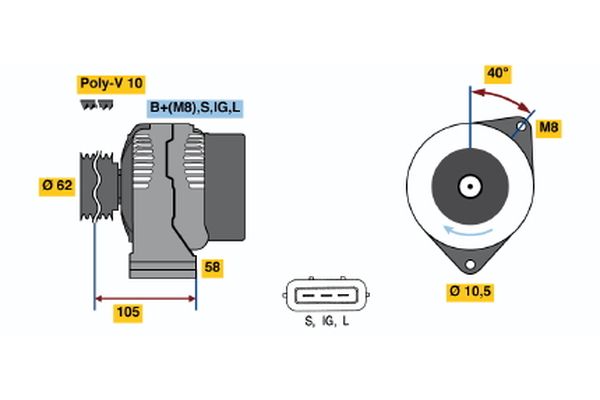 BOSCH 0 123 525 500 Alternator