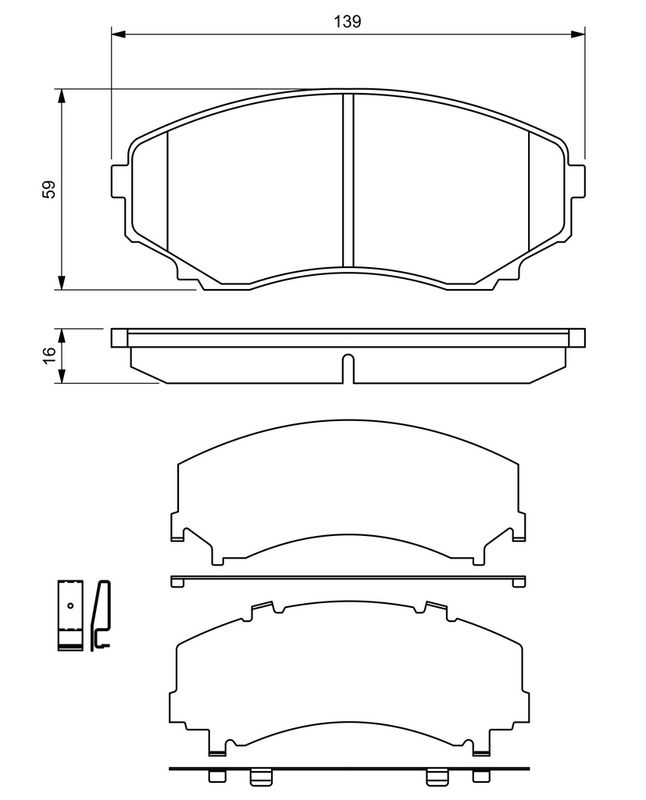 Piduriklotsi komplekt, ketaspidur, BOSCH 0 986 494 204
