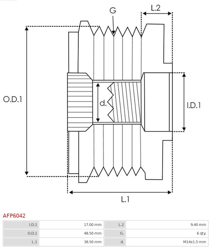 AS-PL AFP6042 Alternator Freewheel Clutch