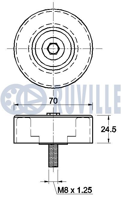 Відвідний/напрямний ролик, поліклиновий ремінь, Ruville 541139