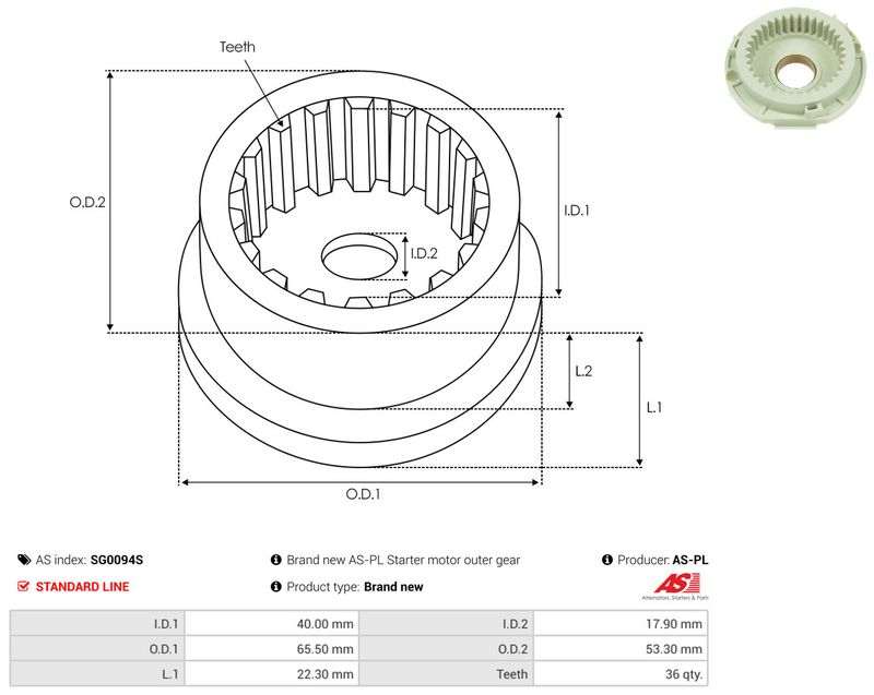 Remondikomplekt, Starter, AS-PL SG0094S