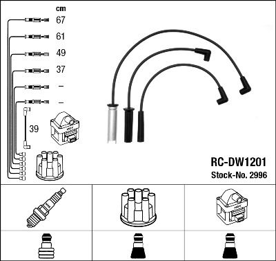 Комплект проводів високої напруги, Ngk RCDW1201