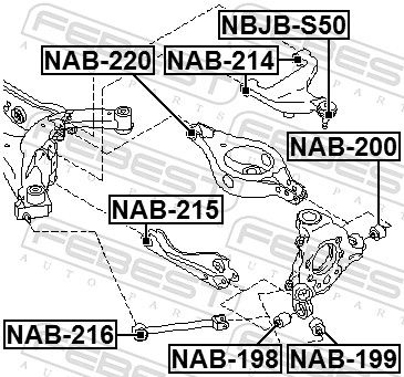 FEBEST NAB-214 Mounting, control/trailing arm