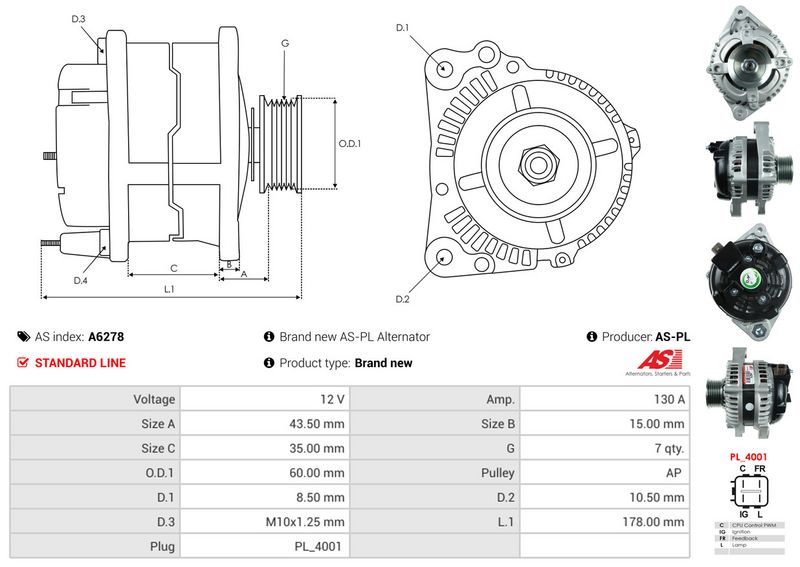 AS-PL A6278 Alternator