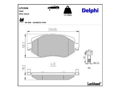 DELPHI LP3306 Brake Pad Set, disc brake