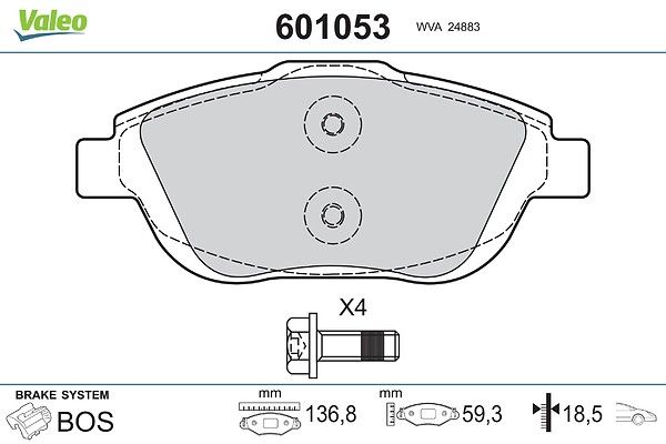 комплект спирачно феродо, дискови спирачки VALEO